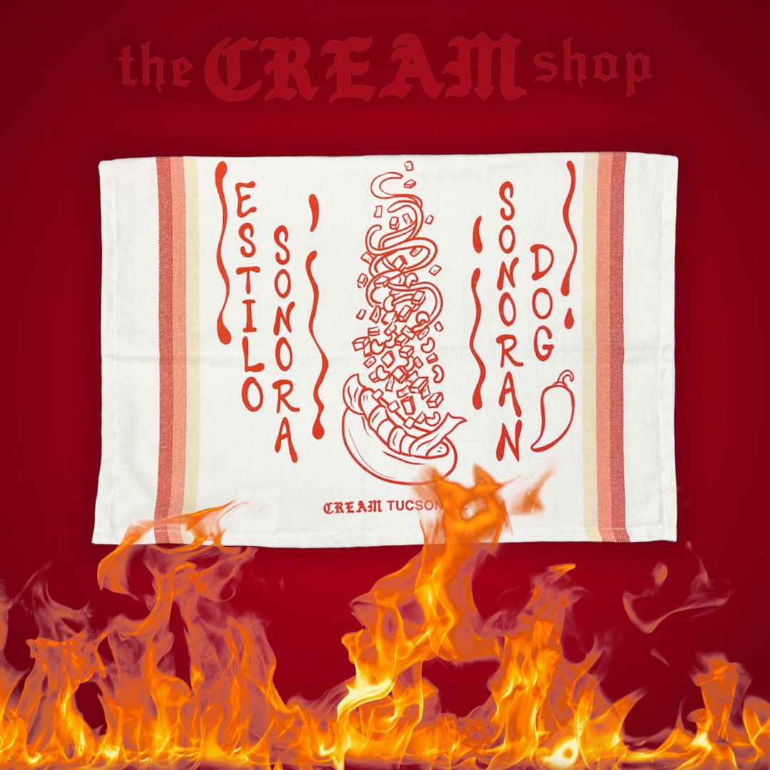 ONLY AT &amp;GALLERY: CREAM Sonoran dog kitchen towels

Every CREAM purchase at &amp;Gallery this weekend receives a “Total Recall” themed card by IG://@ EL_Lundbad