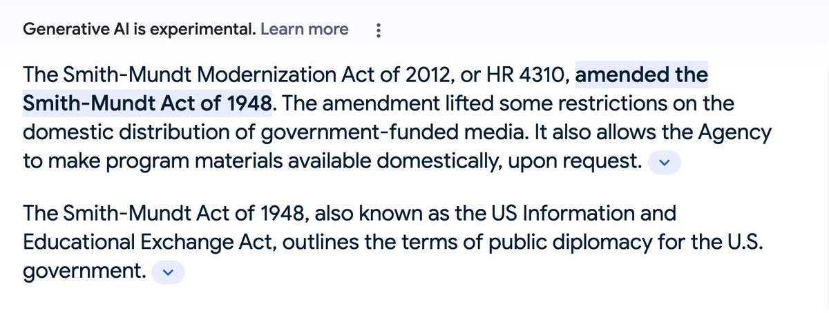 I'd like to see the 2012 Obama era #HR4310, which weakened the #SmithMundtAct and allowed panic and confusion inducing pernicious propaganda to be inserted into domestic discourse, to be re examined in 2024. It has been a disaster imo.