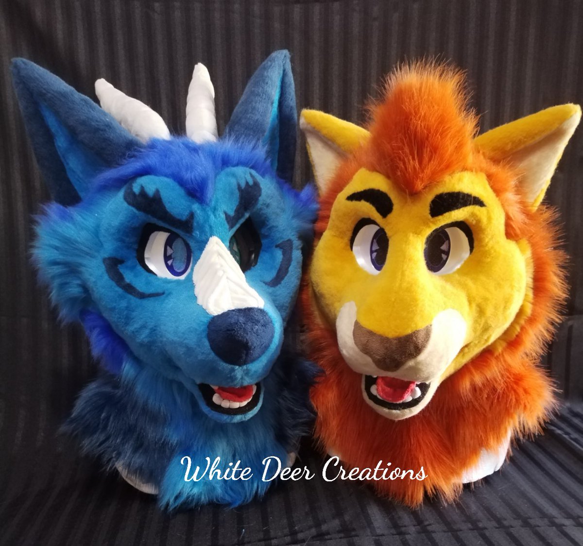 creations_deer's tweet photo. Commission for @AoJessePolice and @Soldar6 ✨✨✨

A beautiful couple made in previous months🐕‍🦺🐲🦁🐺

#furryfandom #fursuit #fursuitmaker #fursuiter #fursuiting #furry #Furry https://t.co/mqDIaMYFq9