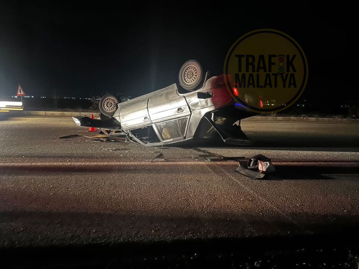 Sivas yolu shell önü domuza çarpan araç takla attı.
