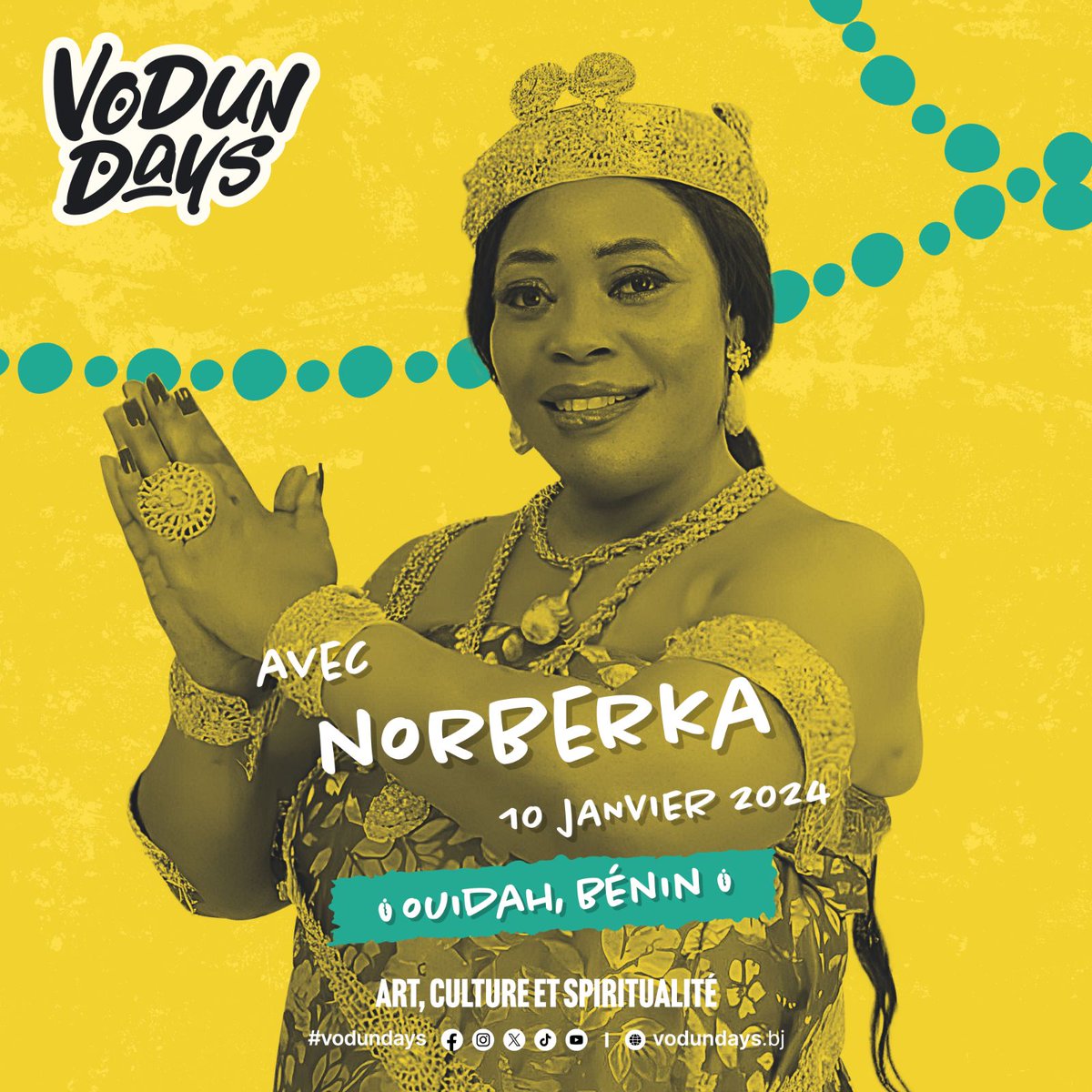 Vous allez aimer ce qui va se passer 🥳 La reine du Zinli-Gbété Norberka est prête à vous faire vibrer le 10 Janvier sur la scène des #VodunDays. 🤩 ⏳ Ne manquez pas cet événement inédit ! #Benin #Ouidah #wasexo