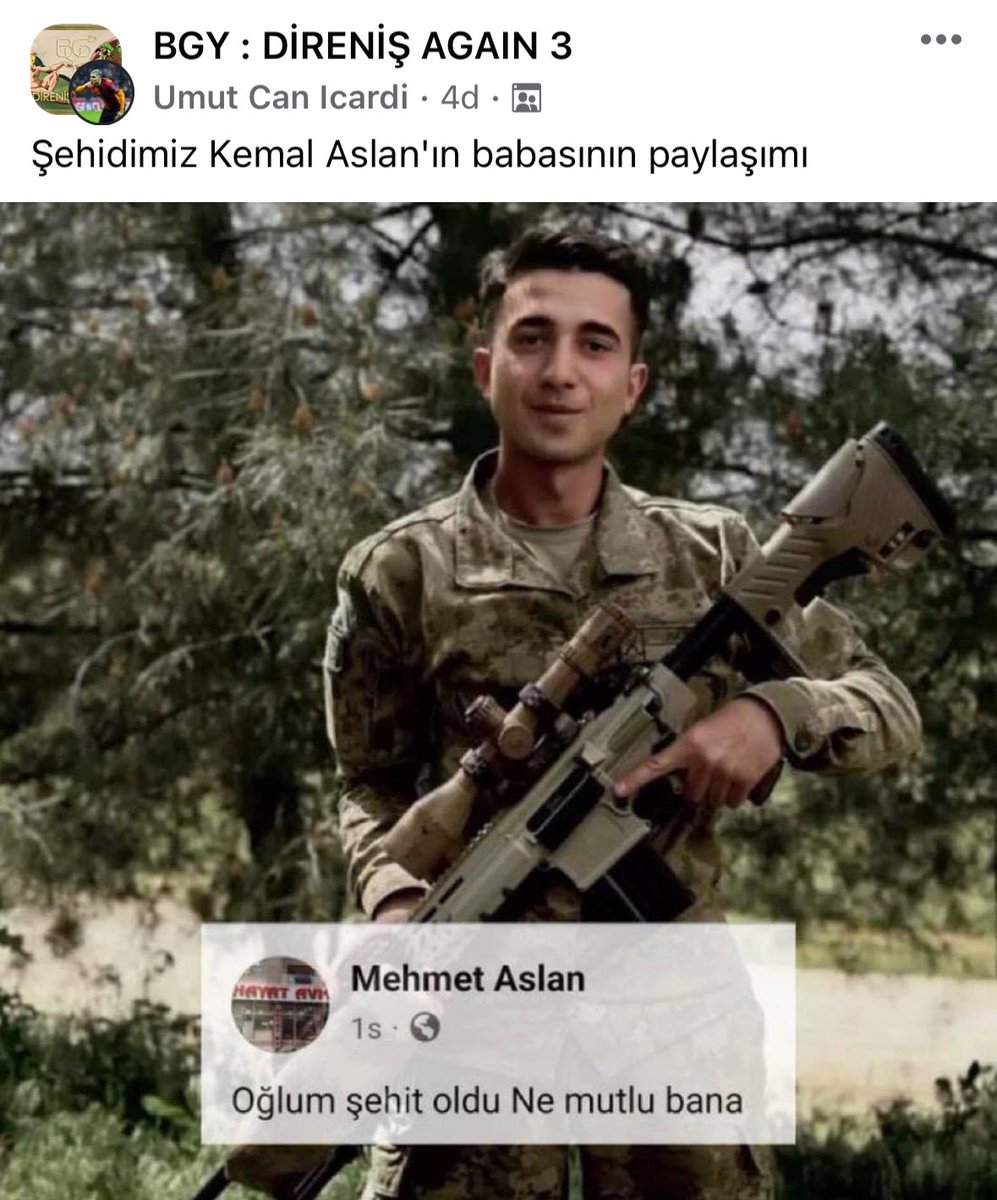 Şehidimiz Kemal Aslan'ın babasının paylaşımı