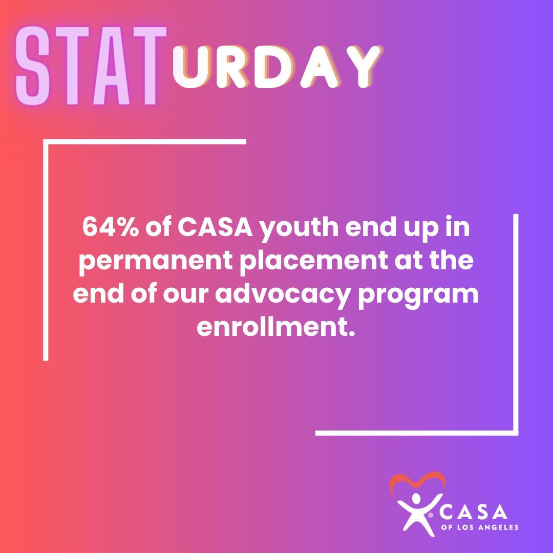 CASAofLA's tweet photo. CASA volunteers change lives.
Learn more about becoming a CASA >> https://t.co/2puysQ2zf5
Support our life-changing work >> https://t.co/TifkkS4TOR
#volunteering #LosAngeles #Staturday #SupportFosterCare #SupportFosterKids #FosterCare #Statistics #CASAofLA https://t.co/ccI0YcGNGz