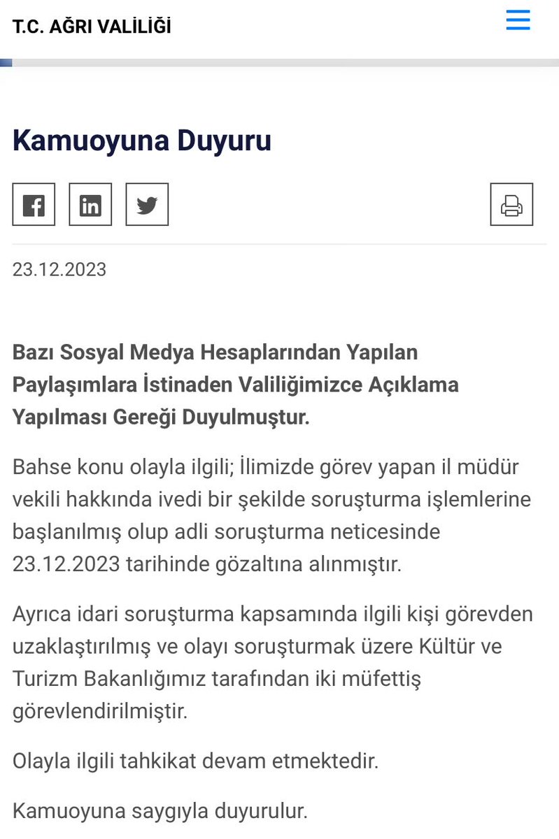 Ağrı Valiliği, sporcu çocukları istismar ettiği iddia edilen Erkan Kösedağ’ın gözaltına alındığını duyurdu. agri.gov.tr/kamuoyuna-duyu… #erkankösedağ #çocukistismarı #spordaçocukistismarı