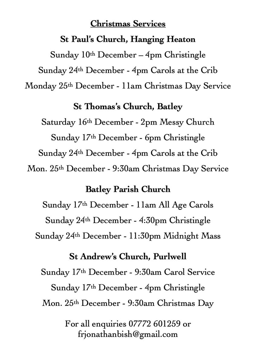 We're looking forward to Christmas Eve tomorrow! You'd be very welcome at any of our services: