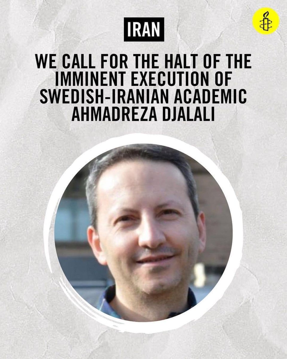 🚨URGENT ACTION IRAN Arbitrarily detained Swedish 🇸🇪 Iranian academic Ahmadreza Djalali at grave risk of retaliatory execution. Statement from @amnesty 👉 bit.ly/486vs6L Sign ✍️ @amnestybe & @amnestyvl petitions + 📧 #SaveAhmadreza #BringDjalaliHome #StandUp4HumanRights