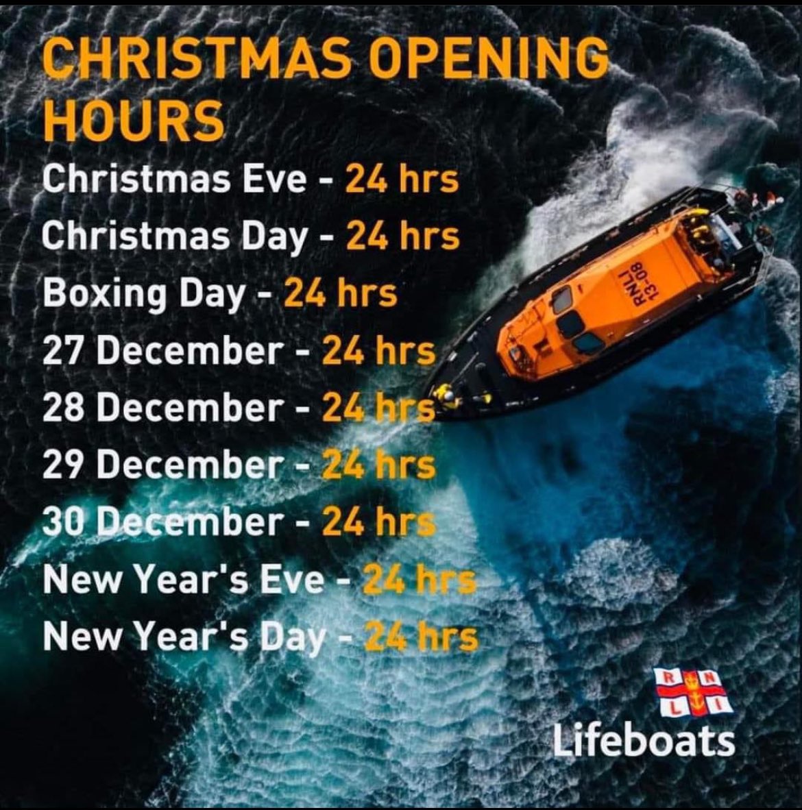 Just in case anyone is wondering what our opening hours are over the Christmas holidays #OneCrew #ProudOfOurCrowd #AlwaysOnCall