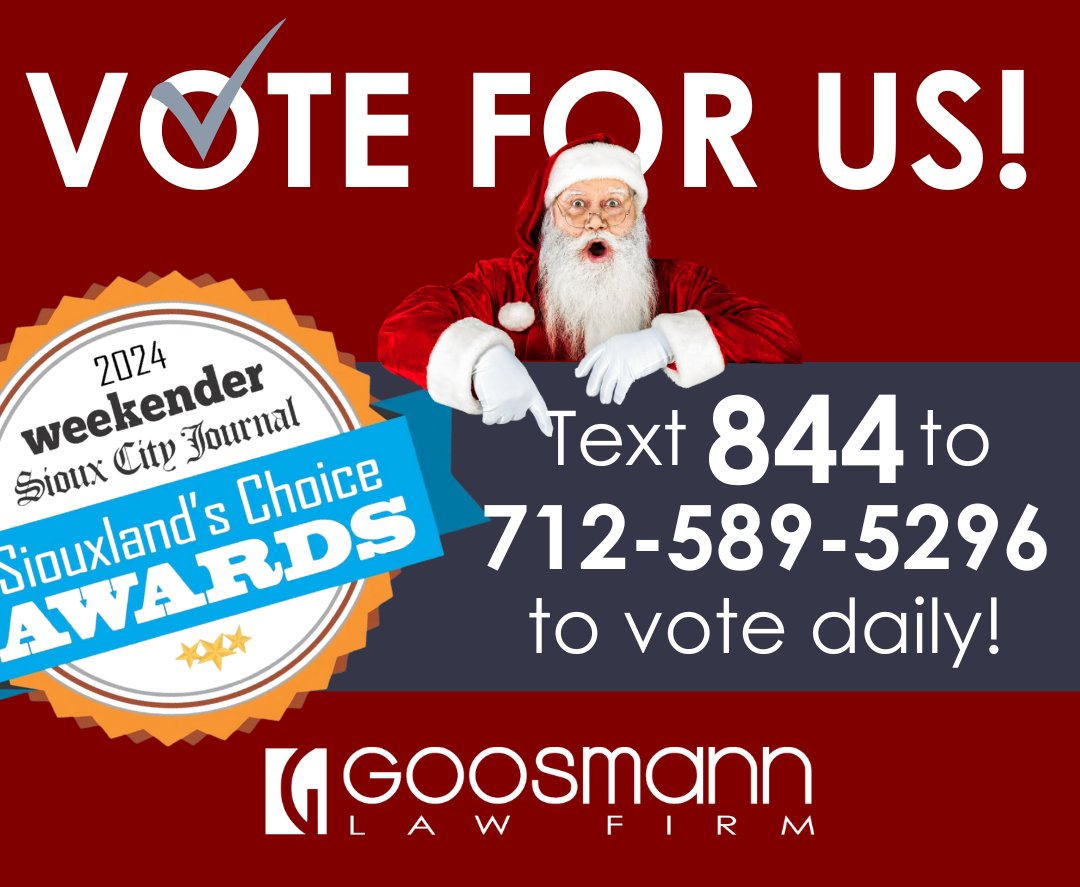 We're thrilled to be in the running for the 2024 Siouxland Choice Awards! 🏆 Cast your vote for us in the 'Attorney' category! 🗳️ #VoteNow #SiouxlandChoice
siouxcityjournal.com/contests/sioux…