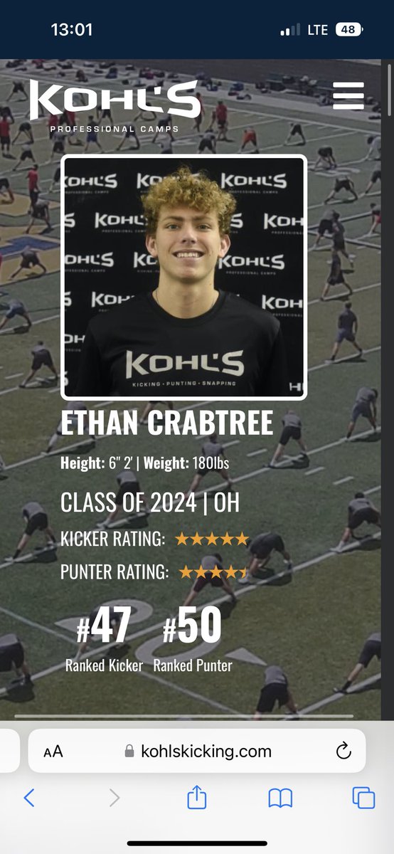Very happy to announce that I have received my 5th star⭐️ from <a href="/KohlsKicking/">Kohl's Kicking Camps</a>. Only up from here. Time to get to work!
<a href="/ironmenfb/">Jackson Ironmen Football</a>