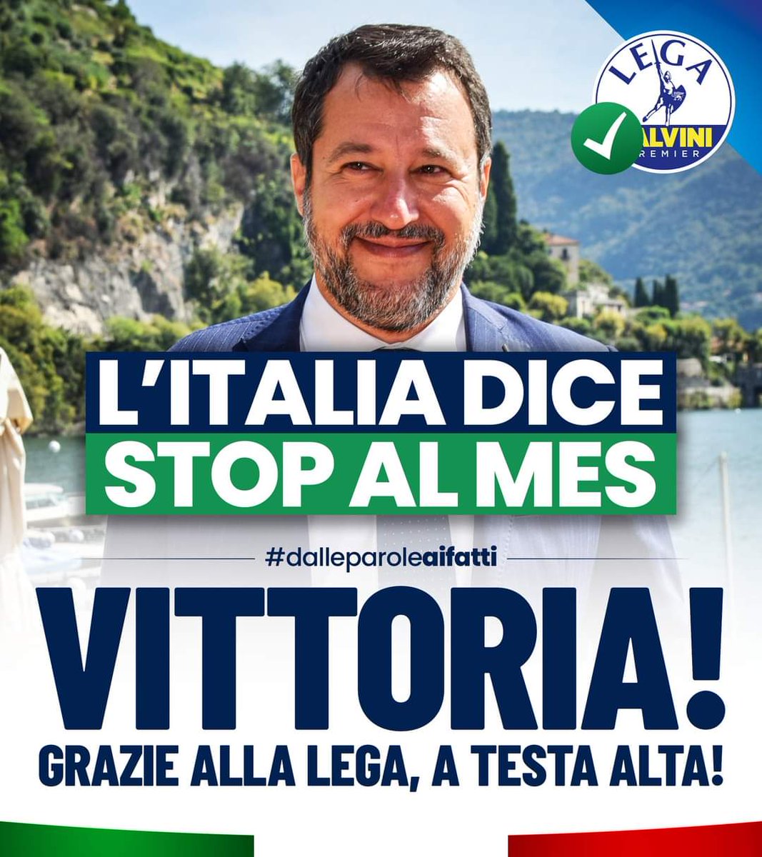 Era dai tempi di Sigonella che l'Italia non difendeva la propria sovranità.
Bloccando il MES e i suoi effetti disastrosi, abbiamo detto all'Europa che non siamo più disposti a sottometterci a qualcosa che ci danneggia.
Un risultato storico ottenuto dalla Lega e da Matteo Salvini.