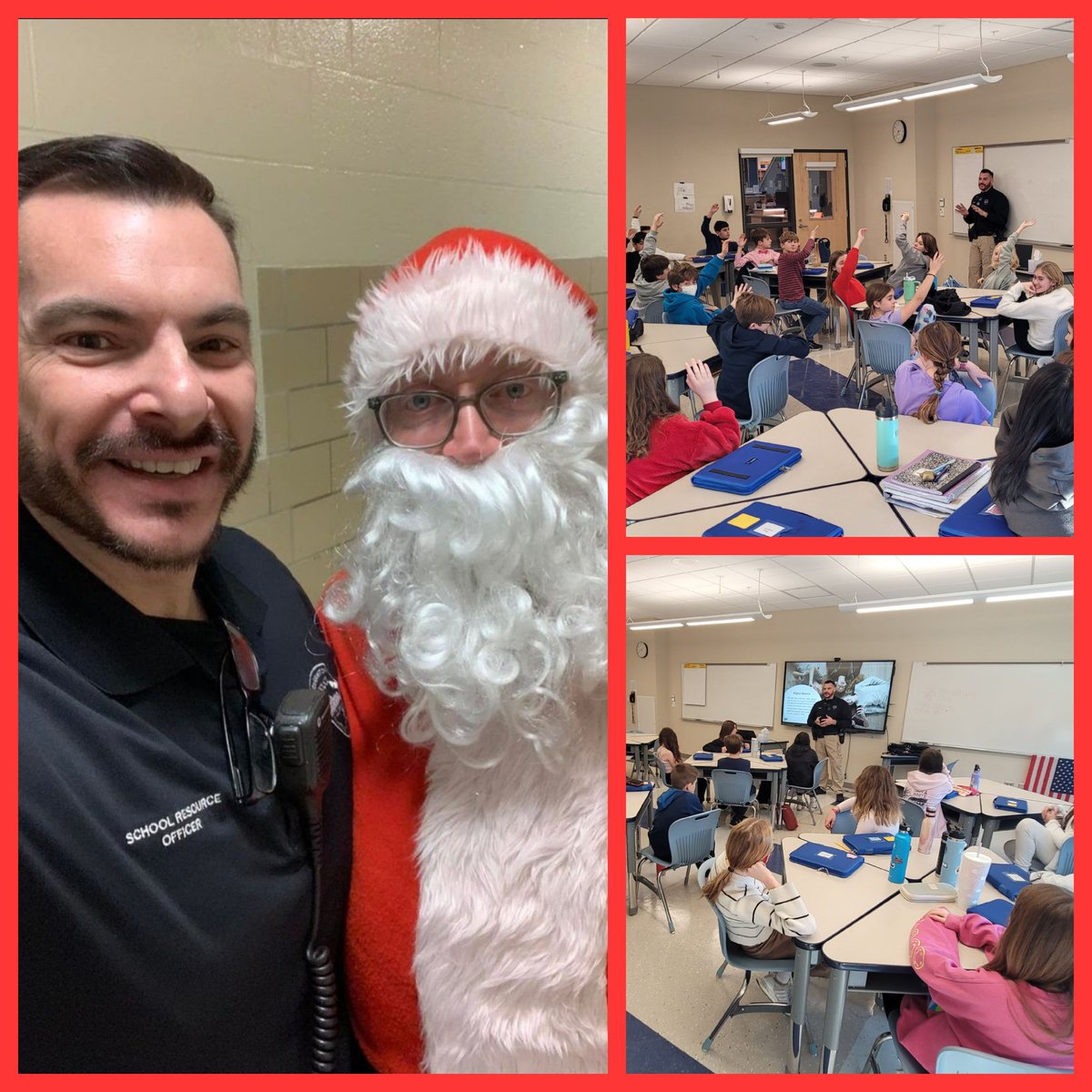 A huge thank you to Officer Joel for his presence and presentation with our <a href="/bms_ri/">Barrington Middle</a> 6th graders. The class loved being able to interact and really enjoyed our SRO's helpful responses to their many questions. Officer Joel was also fortunate enough to meet Santa at <a href="/bhs_ri/">Barrington High</a> 👍🏻🎅🎄