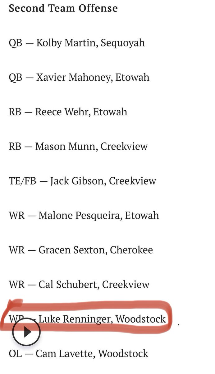I’m blessed to be selected for second team all Cherokee county. <a href="/WoodstockFtball/">𝙒𝙊𝙊𝘿𝙎𝙏𝙊𝘾𝙆 𝙁𝙊𝙊𝙏𝘽𝘼𝙇𝙇</a> <a href="/HSFBCherokee/">Cherokee County Football Recruiting Page</a> <a href="/NGASportsNet/">North Georgia Sports Network</a> <a href="/CoachSmerkerWHS/">Coach Smerker</a> <a href="/_bwalker3/">Bernard Walker</a> <a href="/CoachPearce11/">Justin Pearce</a> <a href="/turdfurgesonrpt/">Arthur Mosley</a> <a href="/RecruitGeorgia/">Recruit Georgia</a>
