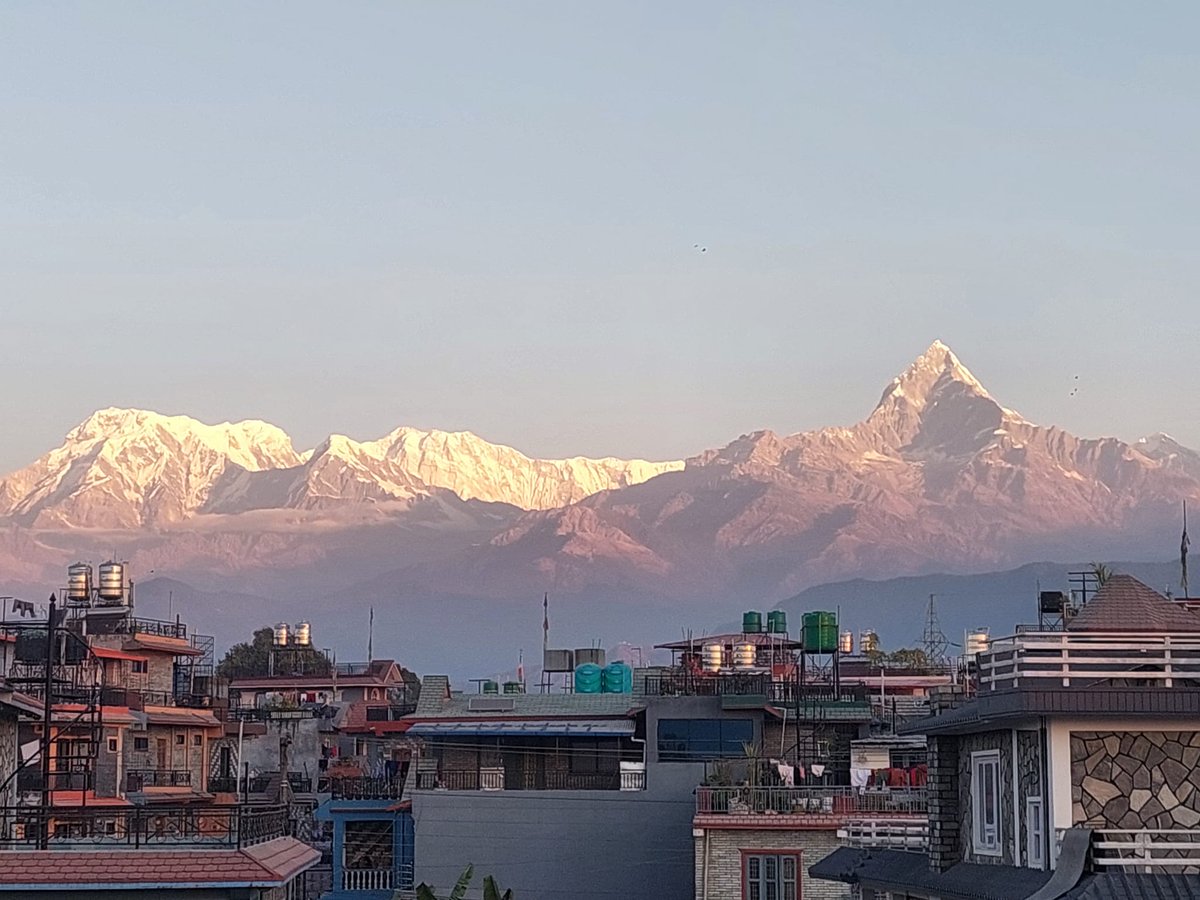 Good morning! Effect of climate change clearly depicts here. Mt. Fishtail was not like that when I used to wake up and see it back in 90s. Save Himalayas!