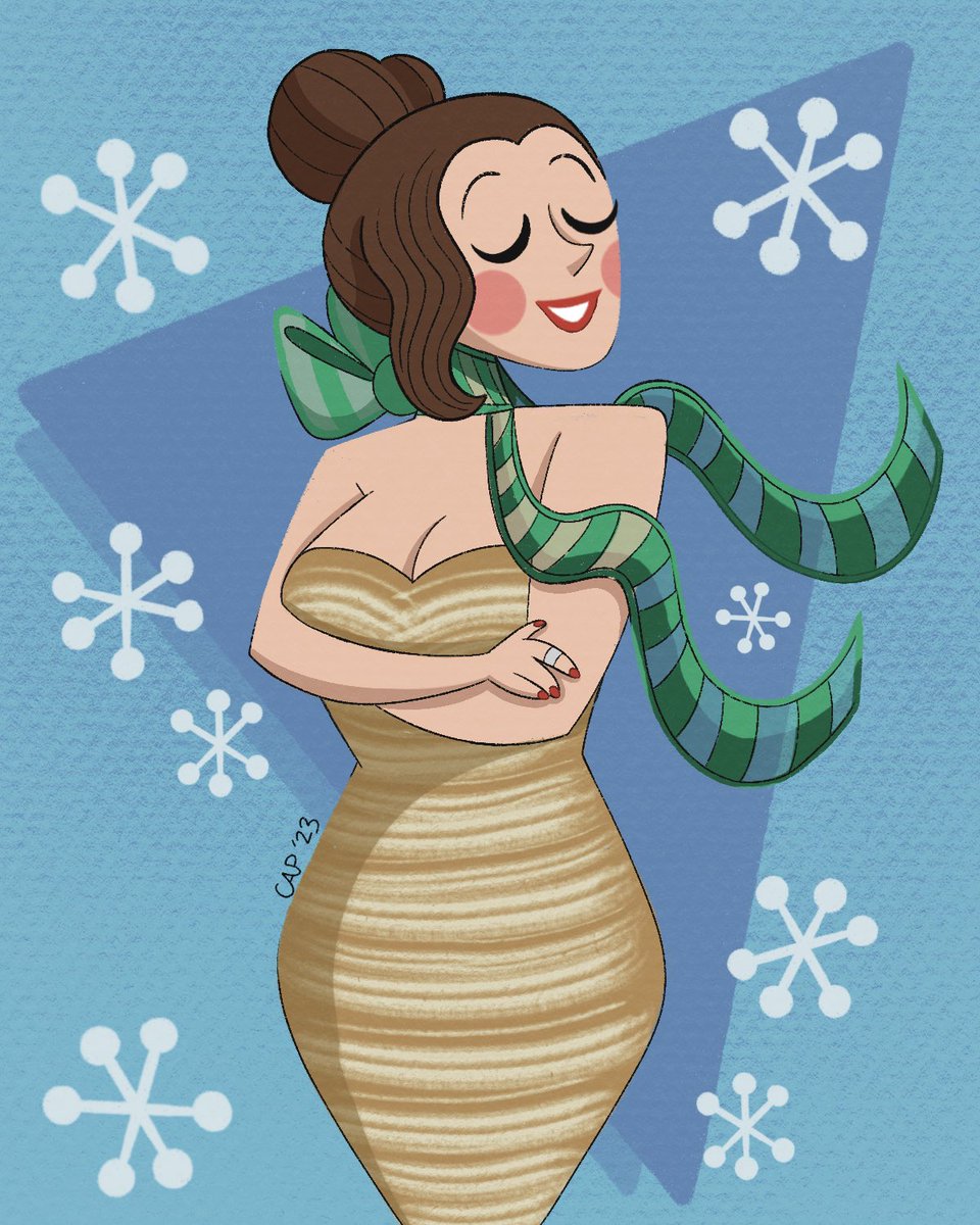 Woke up the other day to a pinup <a href="/LizGillies/">Elizabeth Gillies</a> posted, and I couldn’t resist putting my own spin on her in this absolutely gorgeous outfit. 

(And if you haven’t listened to “We Wish You The Merriest” yet… what are you doing?!? Stop reading this and go stream it!!) 

#CourtToons