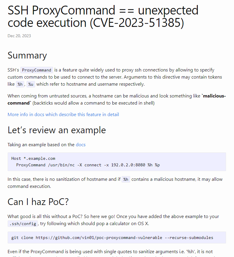 cyber_advising's tweet image. CVE-2023-51385: OpenSSH before 9.6, OS command injection might occur if a user name or host name has shell metacharacters, ...
vin01.github.io/piptagole/ssh/…