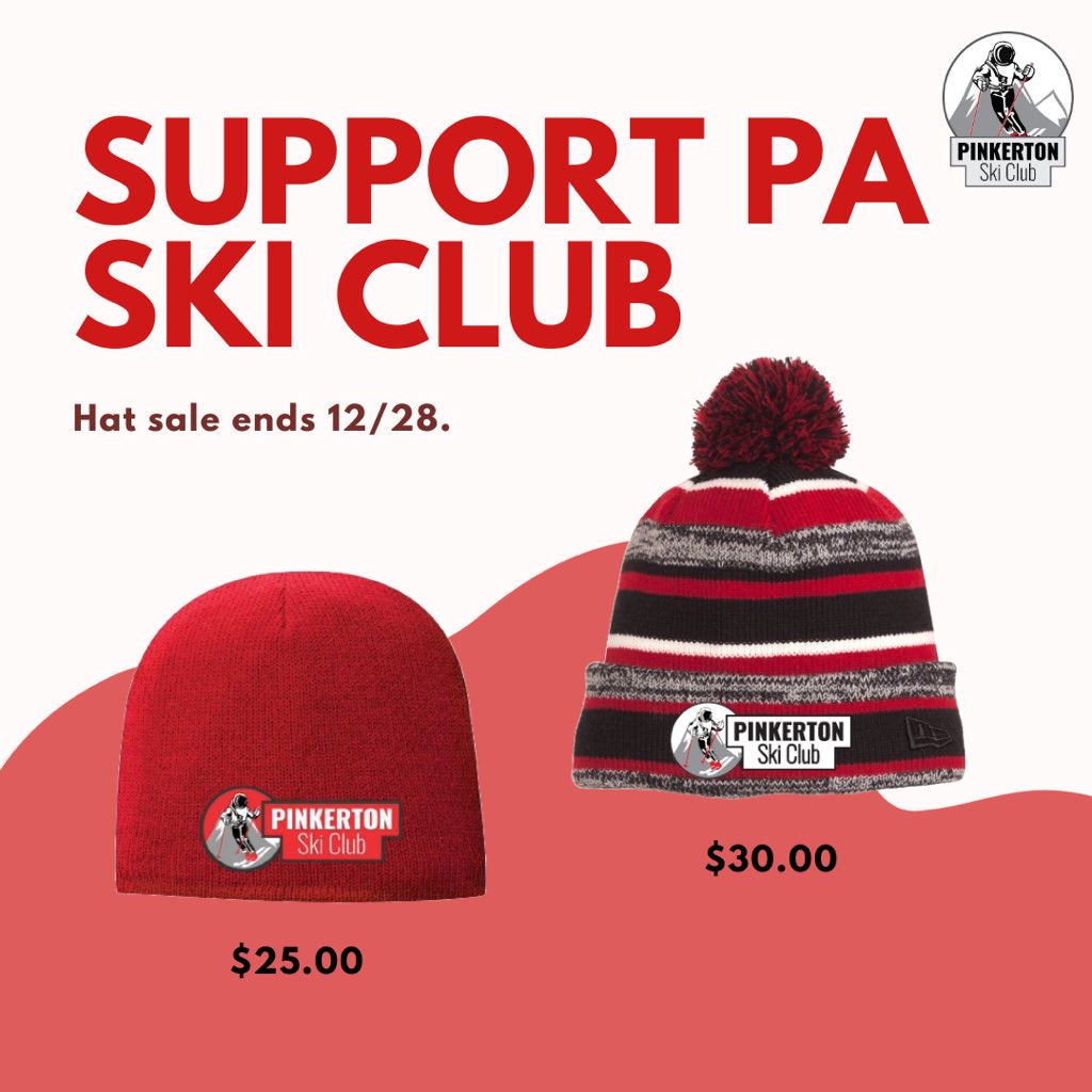 PA Ski Club is selling winter hats!  Click the link in our bio to place your order today.  Last day to purchase is 12/28. 
#TogetherWeArePinkerton #paskiclub