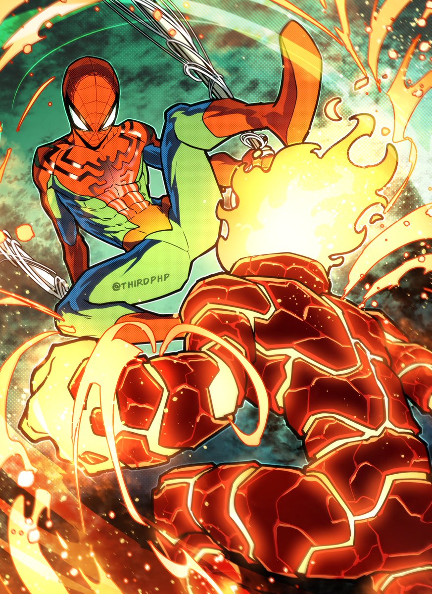 Spiderman vs Heatblast Art