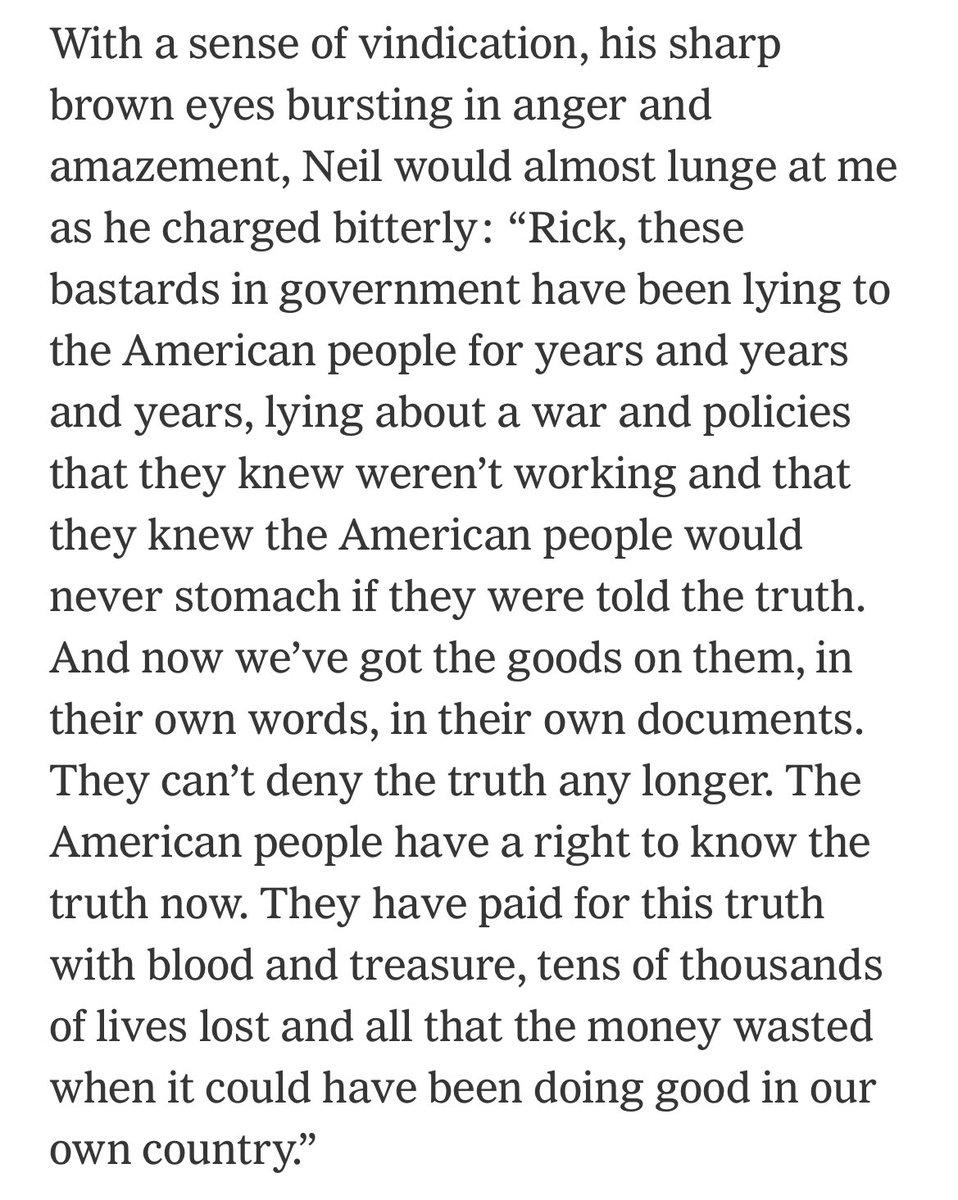 “The American people have a right to know the truth now. They have paid for this truth with blood and treasure, tens of thousands of lives lost and all that the money wasted when it could have been doing good in our own country.” Still holds true today.