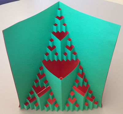 Fractal Christmas tree. Designed and construction by David Richeson. Fig. 1.20 in 𝘗𝘰𝘱-𝘶𝘱 𝘎𝘦𝘰𝘮𝘦𝘵𝘳𝘺. cs.smith.edu/~jorourke/PopU… #Mathematics #Geometry