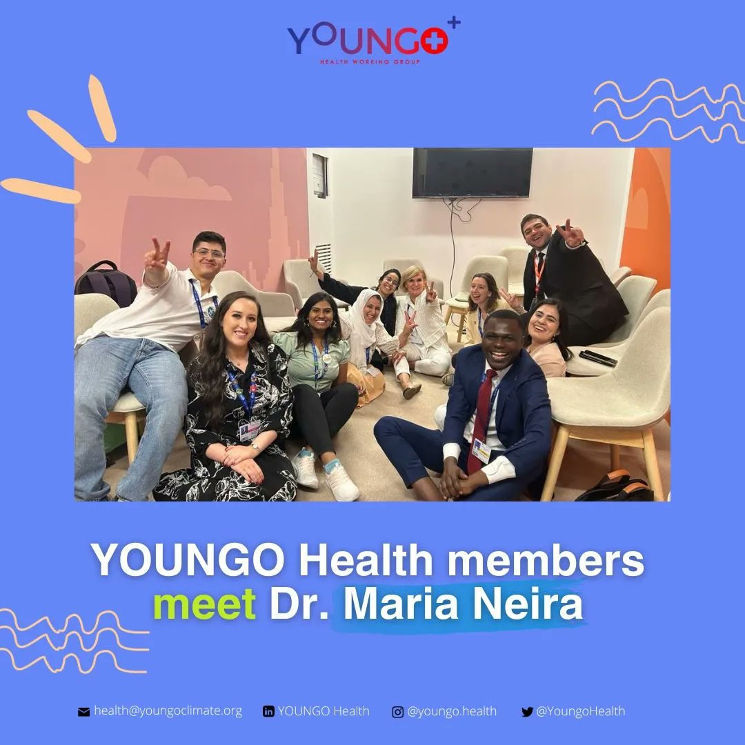 [YOUNGO Health WG at COP28: Meet Dr. Maria P. Neira] YOUNGO Health WG members engaged in a meaningful meeting with Dr. María P. Neira (@DrMariaNeira), Director of the Public Health, Environment, and Social Determinants of Health Department at the World Health Organization.