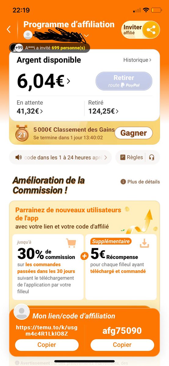 rom_bslt's tweet photo. BON PLAN ! regardez la photo, si vous voulez gagner de l’argent installez l’app TEMU et tapez afg75090 dans la barre de recherche vous pouvez gagner jusqu’à 200 euros à transférer que PAYPAL🚨#IsraelHamasWar #READYTOBE_IN_JAKARTA #StarAcademyleLive #poupettekenza #TEMPEST #argent https://t.co/DGhHmXdUnE