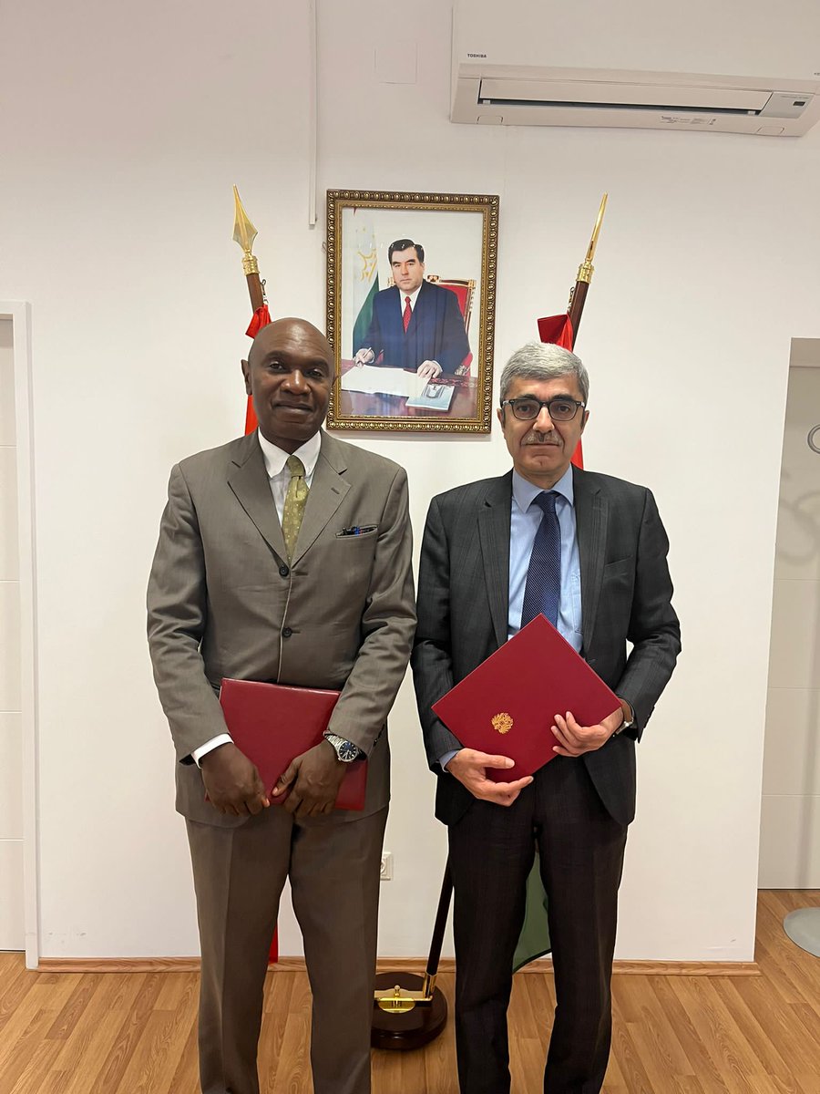 AFCONE (@afconeorg) on Twitter photo AFCONE Executive Secretary, <a href="/EnobotAgboraw/">Enobot Agboraw</a>, and the Ambassador of Tajikistan to Austria, <a href="/idibek_kalandar/">Idibek Kalandar</a>, signed an MoU between the African Nuclear-Weapon-Free Zone and the Central Asia Nuclear-Weapon-Free Zone in Vienna, Austria on December 22 2023. (1/2) AFCONE Executive Secretary, <a href="/EnobotAgboraw/">Enobot Agboraw</a>, and the Ambassador of Tajikistan to Austria, <a href="/idibek_kalandar/">Idibek Kalandar</a>, signed an MoU between the African Nuclear-Weapon-Free Zone and the Central Asia Nuclear-Weapon-Free Zone in Vienna, Austria on December 22 2023. (1/2)