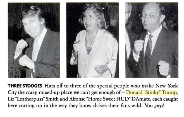 Kurt Andersen on X: OMG. Just reminded of our alternative nickname in  SPY--Donald 'STINKY' Trump, his ID in gossip items in lieu of the formal  short-fingered vulgarian. Note the earliest one, from