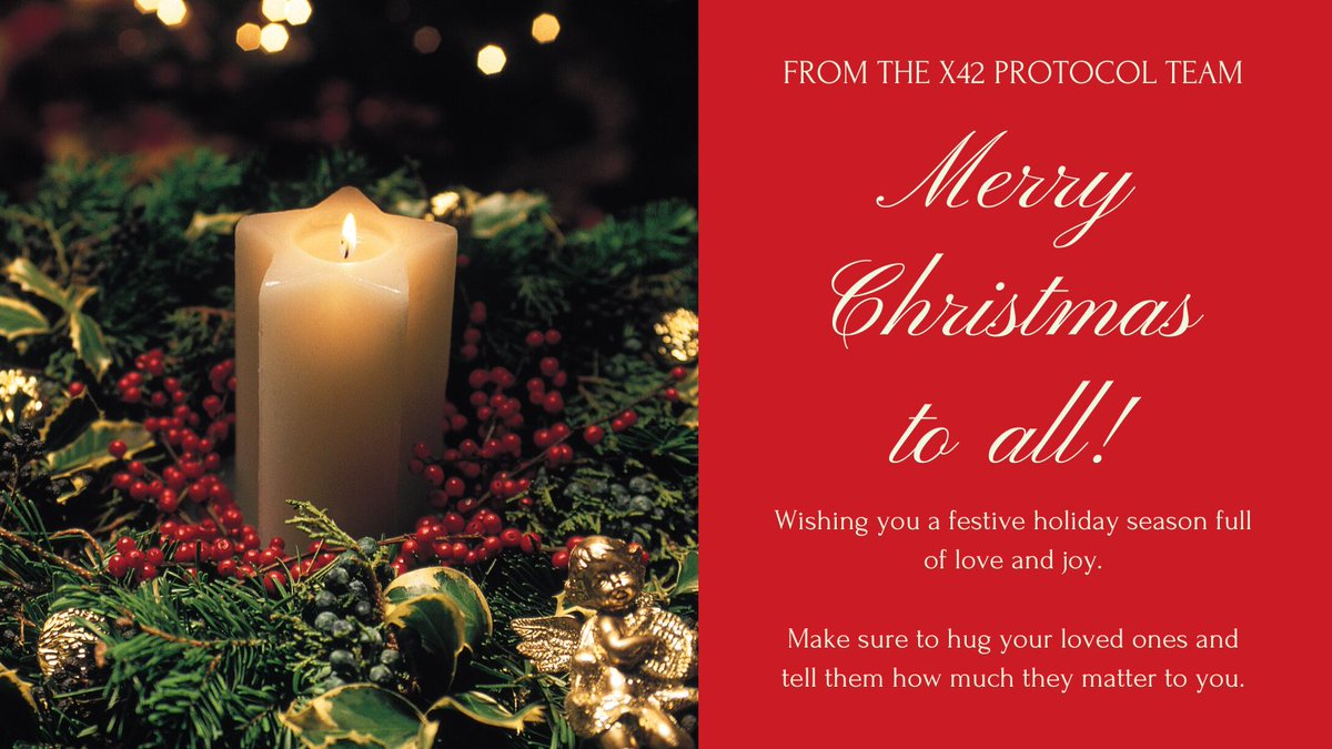 x42 Protocol (@x42protocol) on Twitter photo May you and yours have a fantastic holiday season!
#x42
#dApps May you and yours have a fantastic holiday season!
#x42
#dApps