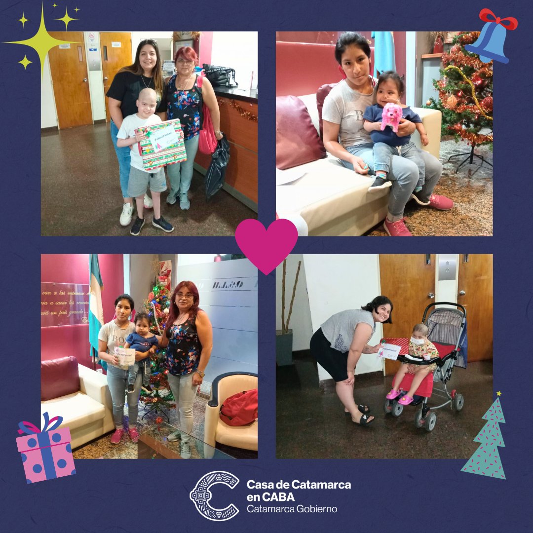 ℹ️ CASA DE CATAMARCA EN CABA ENTREGÓ REGALOS EN VÍSPERAS DE LA NAVIDAD 🎄✨🎁❤️
.
Con motivo de estar próximos a celebrar las festividades de Navidad y Año Nuevo, el área de Acción Social de la Casa de Catamarca en CABA entregó regalos a los niños derivados de la Provincia.❤️