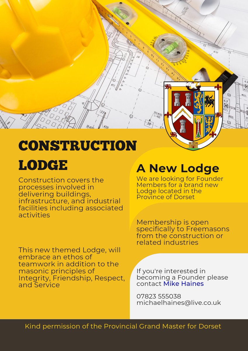 Calling the construction industry. A new Lodge in the South is going to happen. Don't miss out on being a founder.