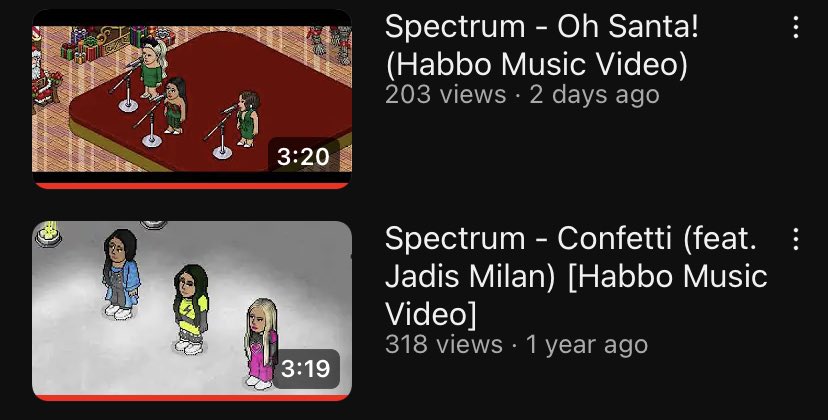 HabSpectrumNews's tweet photo. Spectrum make history as the first Habbo girl group or group in general to reach 200 views in 2 days 🎉 Congratulations girls on breaking such a huge record! 🎁 Keep streaming Oh Santa: https://t.co/HJSH7vHiNs #SpectrumXmas 🎄 https://t.co/S5OPVdH6HB