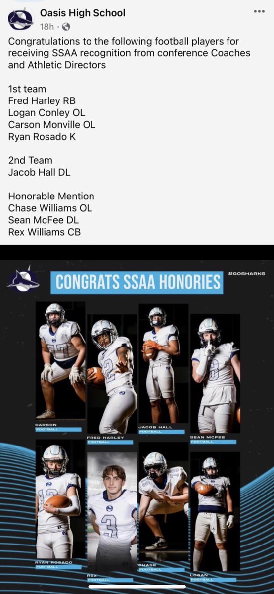 Check it out I made first team!!! Congratulations to my fellow SHARKS 💯 💪🦈