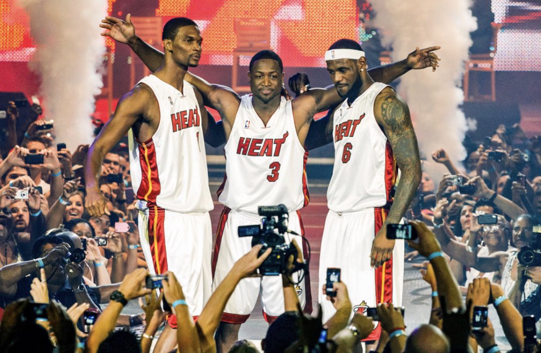 For the kids who don’t get it, let me show y’all how crazy it was when Lebron/Wade/Bosh joined together. 

Lebron/Wade/Bosh finished 2nd, 5th and 9th in PPG the season before they joined together. Here is a list of how teams would look if the 2nd/5th/9th scoring leaders of the