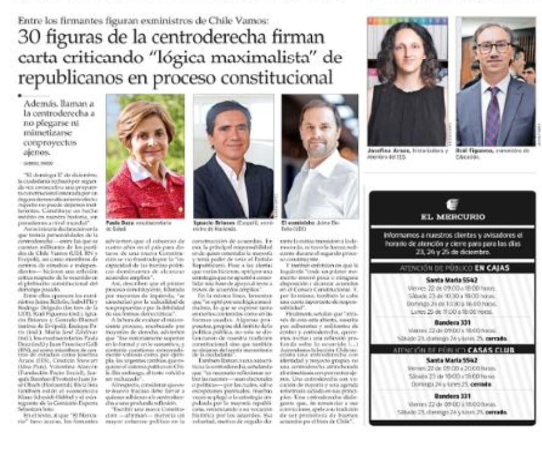 No es el momento para dar catedra, la centro derecha para ganar las próximas elecciones necesita de la unidad de todo el sector, y eso se construye. 
Esta no es la forma, debemos construir. Sólo la unidad nos llevará al triunfo en las próximas municipales.