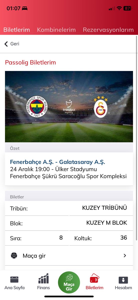 DERBİYE SON 1 ADET MİGROS TRİBÜNÜNDEN BİLET UYGUNA BIRAKICAM