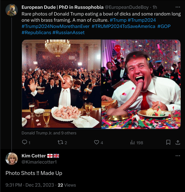 EuropeanDudeBoy's tweet photo. At this rate I'm going to get community noted. #trumpmemes #magamemes #maga #trump #Trump2024 #republicanmemes #AIArtistCommunity https://t.co/TnJd24veCK