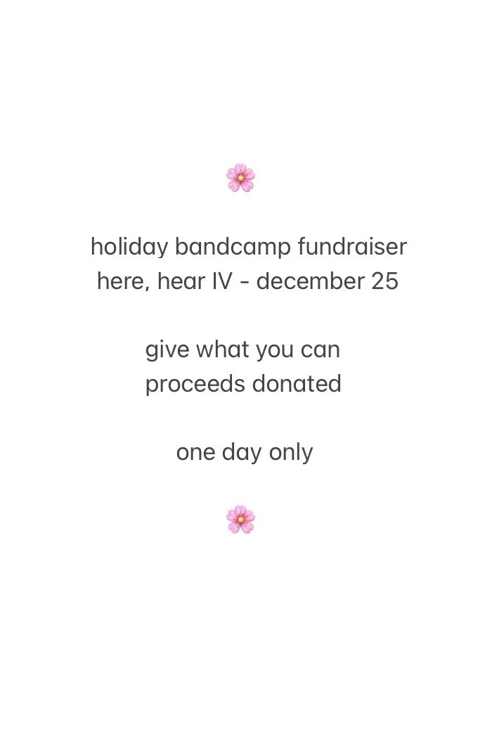 ladisputeband's tweet photo. new “here, hear” installment joining the catalog on bandcamp for 24-hours only this christmas day, to fundraise for war relief efforts in Gaza and the Congo

everything on the page is give-what-you-can, everything given will be given away

best to you, 

🌸 https://t.co/JLMSzXCRuw