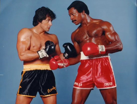 Here’s a rare find! #sylvesterstallone #SlyStallone #CarlWeathers #RockyBalboa #Rocky #ApolloCreed
