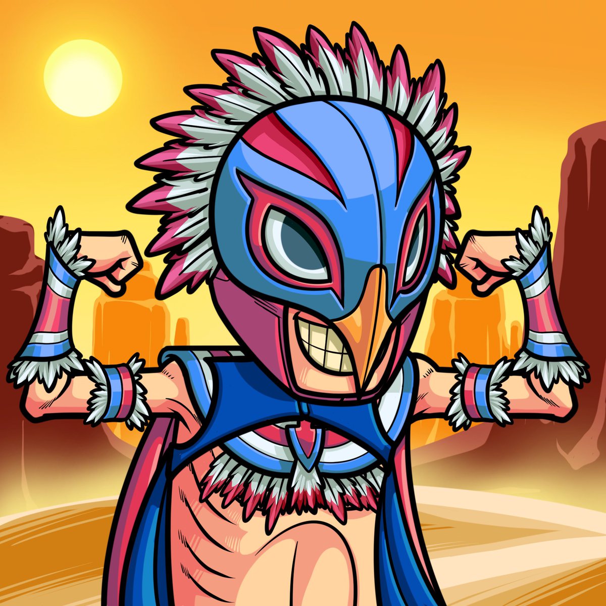 LuchasNFT's tweet photo. In the heart of the arena…

A wrestling warrior stands tall, unyielding and undefeated! 🦅

Follow, RT &amp; Like for OG Role (10 Roles)🔔

#Luchas #Solana https://t.co/tXunLI7upV