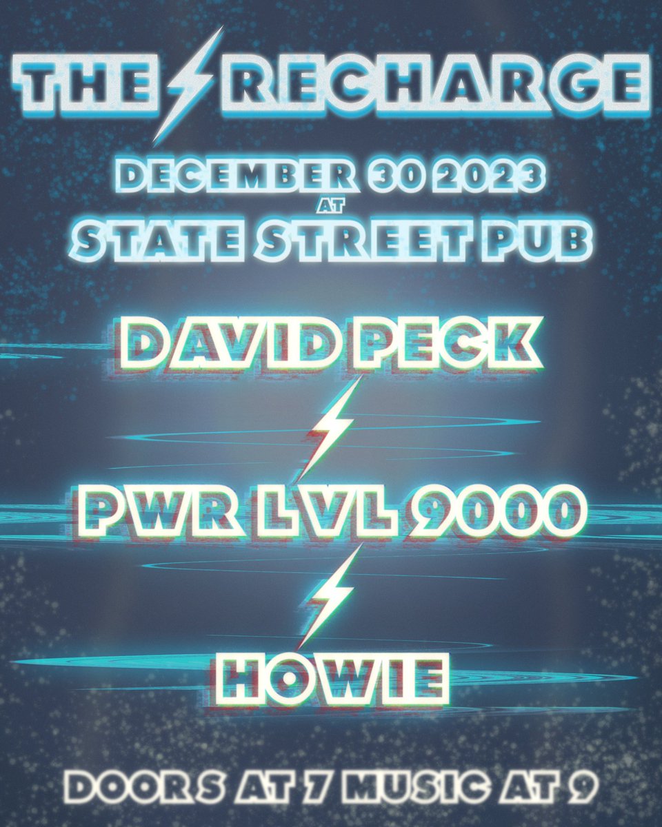 Join me at State Street Pub next Saturday as I debut a new project - 
PWR LVL 9000, a lo-fi, instrumental and cool vibes soundscape. I’ll be joined by <a href="/dvdpck/">𝐃𝐀𝐕𝐈𝐃 𝐏𝐄𝐂𝐊</a> and Howie. Doors at 7! 

<a href="/StateStreetPubs/">State Street Pub</a>