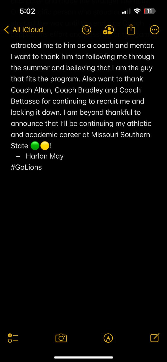 Iamhm18's tweet image. I am 100% committed 🦁
#FAATE
#GoLions🟡🟢
@CoachAB_MSSU @CoachBettasso @Jmack37 @CorsairsFB @Phouly31 @BigPlay_RobMay @CoachMcCannERT @Coach_Travasos @JerodAlton