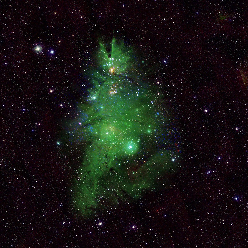 CerfiaFR's tweet photo. ⭐️ EN IMAGE | La #NASA a partagé l’image de l’ « amas du sapin de #Noël », ou NGC 2264. C’est un amas de jeunes étoiles dans la Voie Lactée, âgées d'environ 1 à 5 millions d'années, à environ 2 500 années-lumière de la Terre. https://t.co/DLzxmIk718