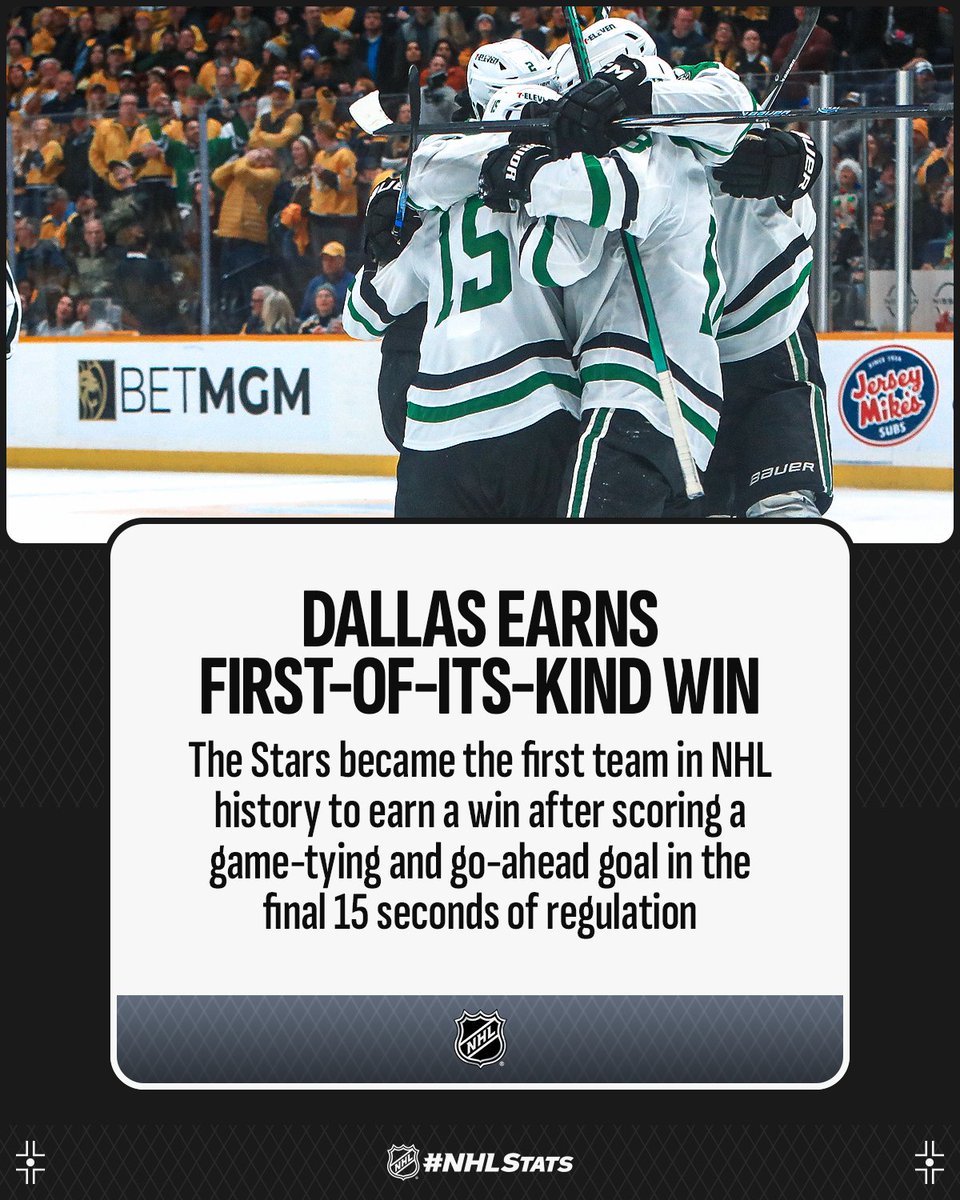 NHLPR's tweet photo. Craig Smith tied the game at 19:45 of the third period and Jani Hakanpää scored a go-ahead goal 11 seconds later as the @DallasStars stunned Nashville at Bridgestone Arena.

#NHLStats: https://t.co/6LHXm7S69b https://t.co/VkUE3pfRzQ