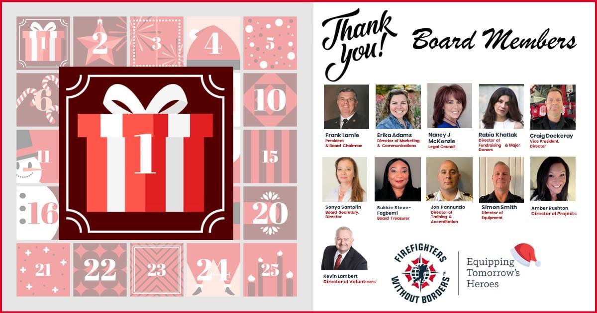 Day 1 FWB Countdown: we want to thank each of our volunteer board members for their incredible dedication. Even with family and work commitments, our board members dedicate many hours each month to ensure that our organization continues to achieve is mission every year.