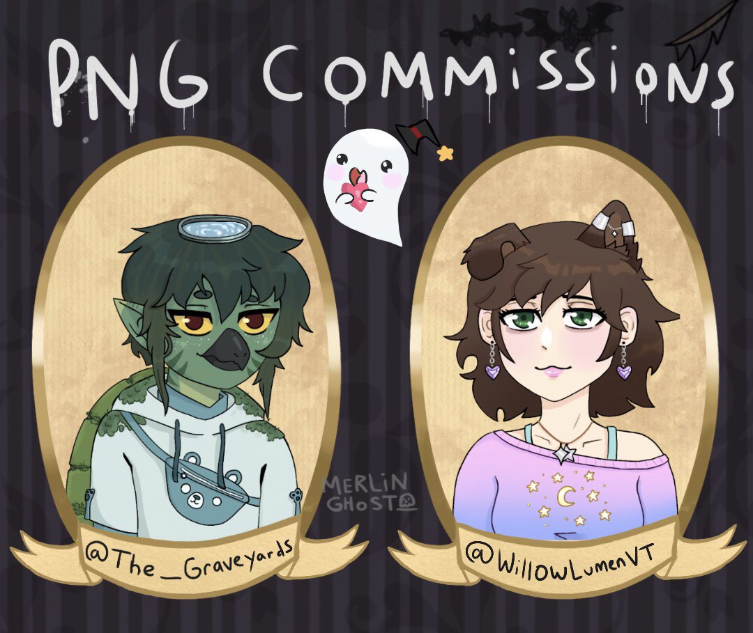 MerlinGhost_'s tweet photo. Here are my first two png c0mms <3 

The lovelies @The_Graveyards and @WillowLumenVT  thank you so much for letting me work with y’all >:3 https://t.co/umrKrNouFH