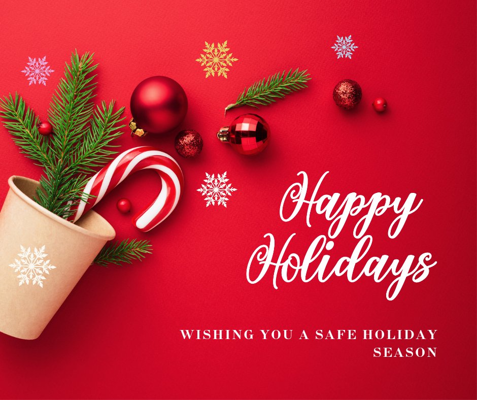We hope you practice #HolidaySafety while you enjoy the season's festivities this year. Happy Holidays!