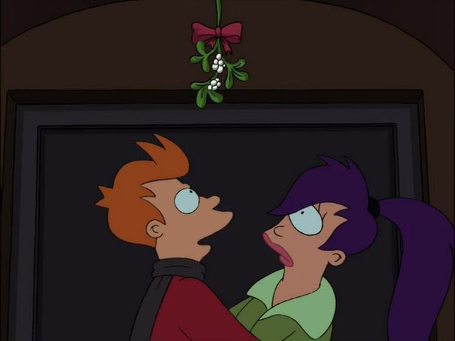 QuotesFuturama's tweet photo. Hey, look, we're under the mistletoe.

Your mistletoe is no match for my T.O.W. missile!

#Futurama https://t.co/AEqIKSPF6y