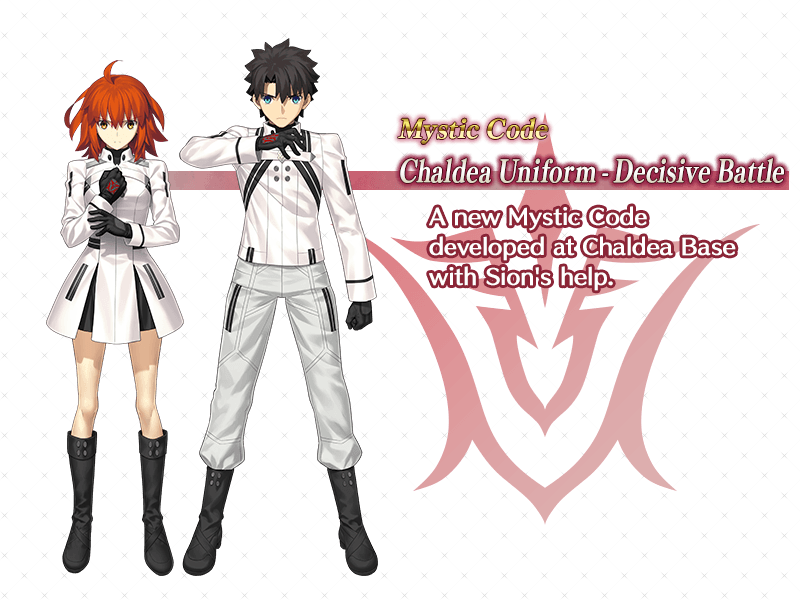 FateGO_USA's tweet photo. A new Mystic Code, Chaldea Uniform - Decisive Battle, is now available!

Clear the Epilogue of Limited Time Event Anti-Primate Biosphere, Tunguska Sanctuary to obtain it!
#FateGOUSA https://t.co/KdmA7hLquV