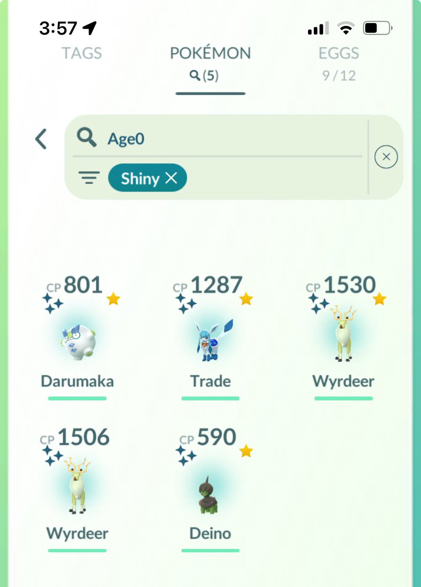 Shiny haul from today ✨ 2 shiny deer the glaceon is from research and the others from eggs #PokemonGO