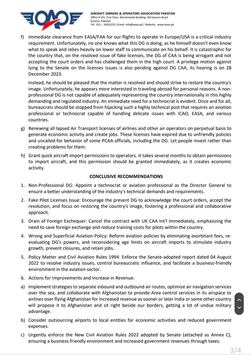 AOOA_Pakistan's tweet image. Report on Failure of #aviation Industry in #Pakistan dated 22 Dec 2023.
#PCAA
#JIAP #Pkaviation #aooa
@PKAviationUrdu @PKAviation @AviMinistryPK @official_pcaa @PakPMO @OfficeSenate @SenatePakistan @SenatePress